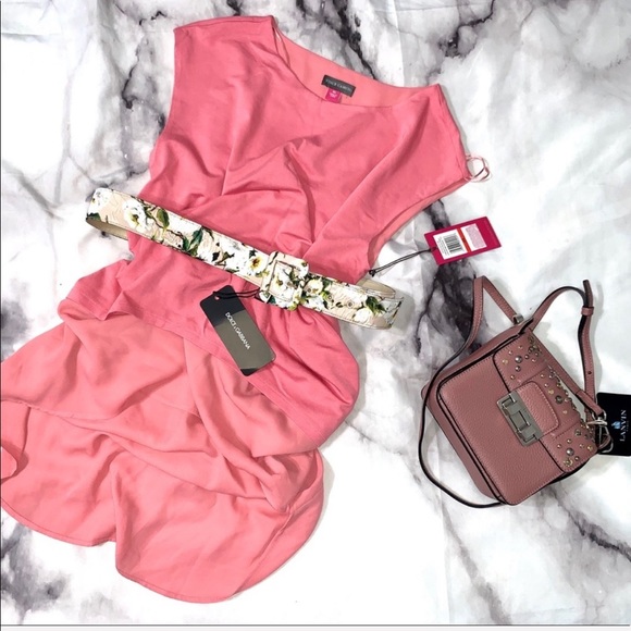 Vince Camuto Mixed Media Tunic Top Rose​ - Picture 2 of 11